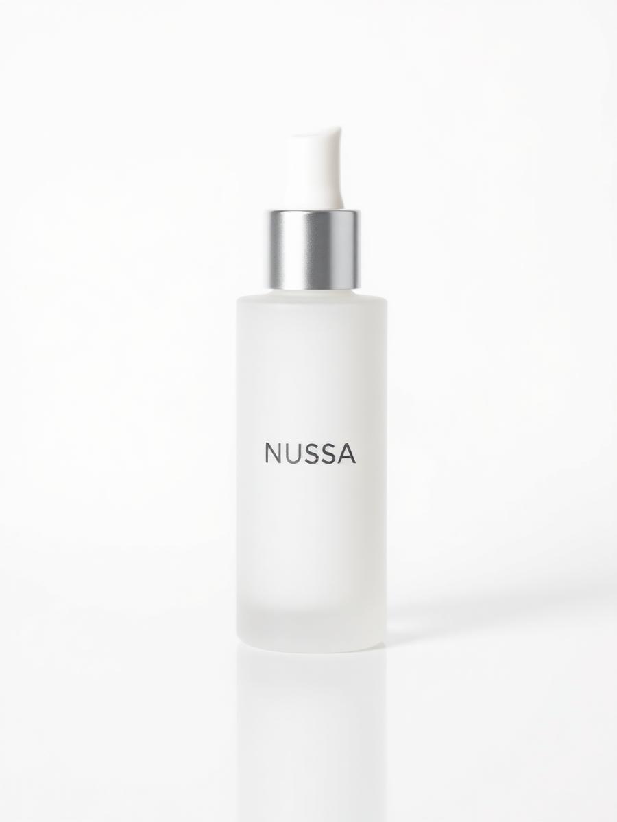 White-background hero asset generated from the NUSSA serum photo